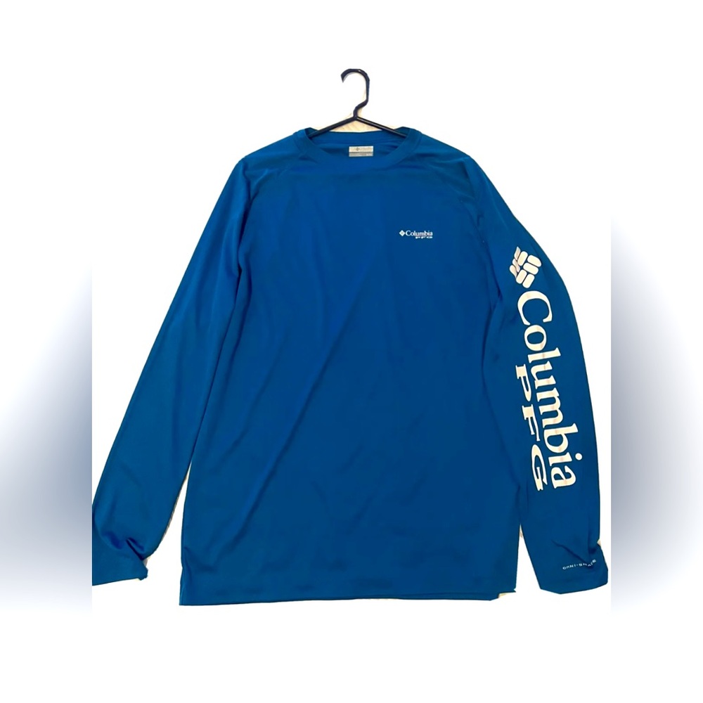 Columbia PFG Omni Shade Shirt Mens XL Long Sleeve Performance Fishing Blue.